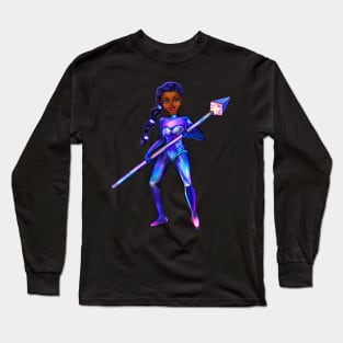 Black anime girl from outer space 2 ! beautiful  black girl with Braided hair, blue eyes, Cherry pink lips and dark brown skin. Hair love ! Long Sleeve T-Shirt